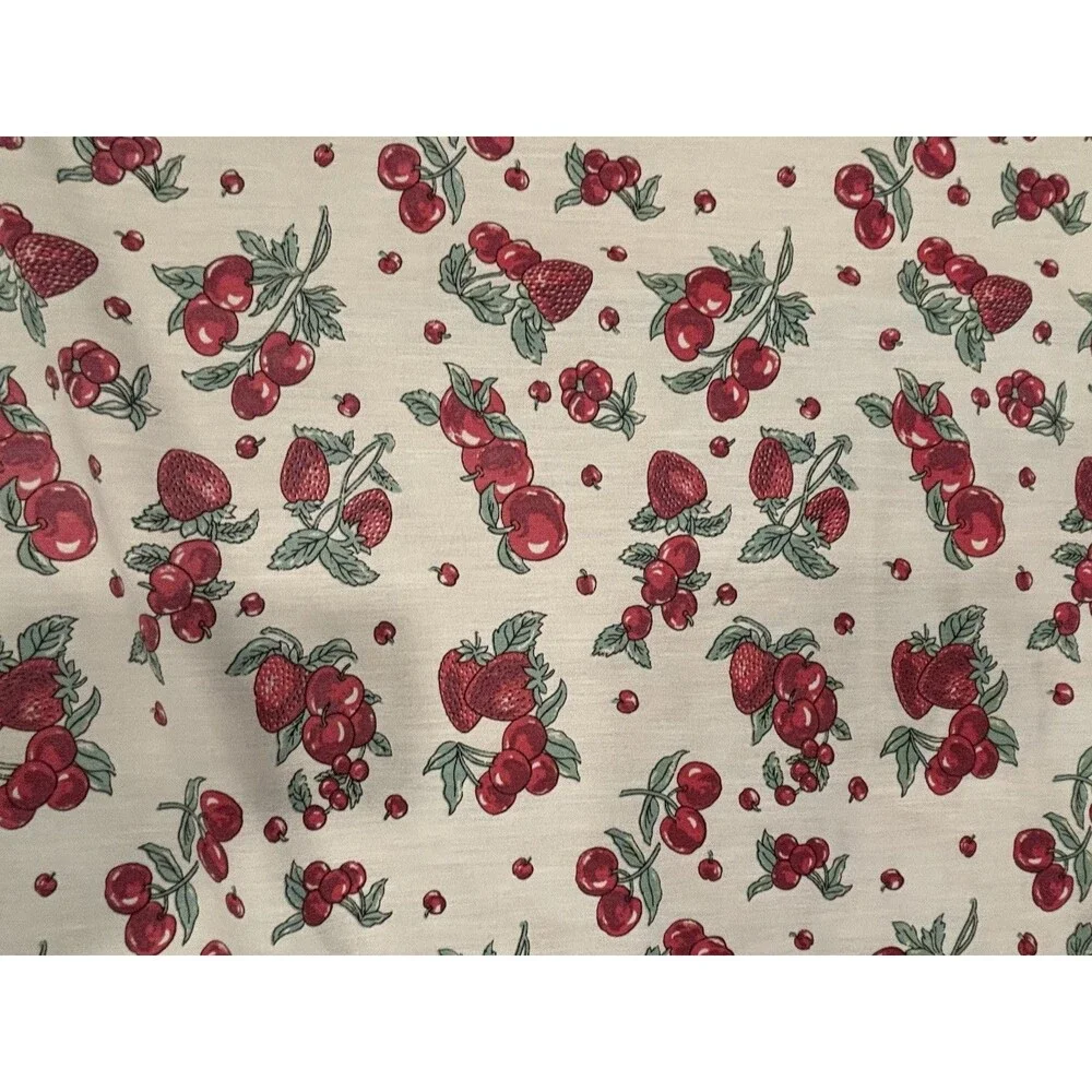 Vtg. Strawberry Apple Fruit Kitchen Cafe Curtains Valance Cottage Core Farmhouse
